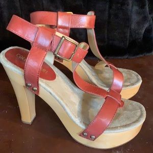 Collins Stewart size 9 strap he leather high heel sandals